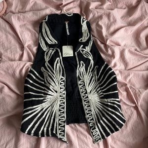 Free People gold trim top/vest